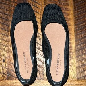 Lucky Brand Square Toe Black Flats Size 8.5